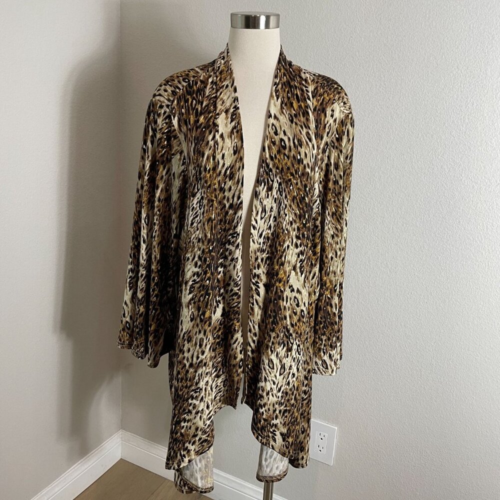 Added Dimensions for Catherines Womens Plus 3X Metallic Animal Print Cardigan